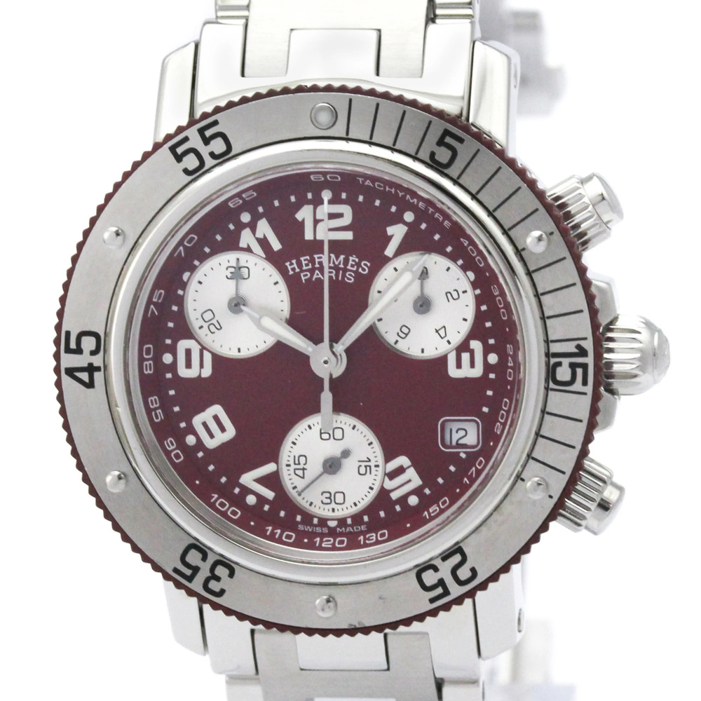 HERMES Clipper Diver Chronograph Quartz Ladies Watch CL2.318 Polished